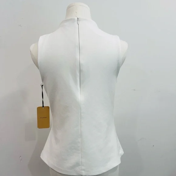 Halogen Creamy White Fitted Mock Sleeveless Top - Picture 2 of 3